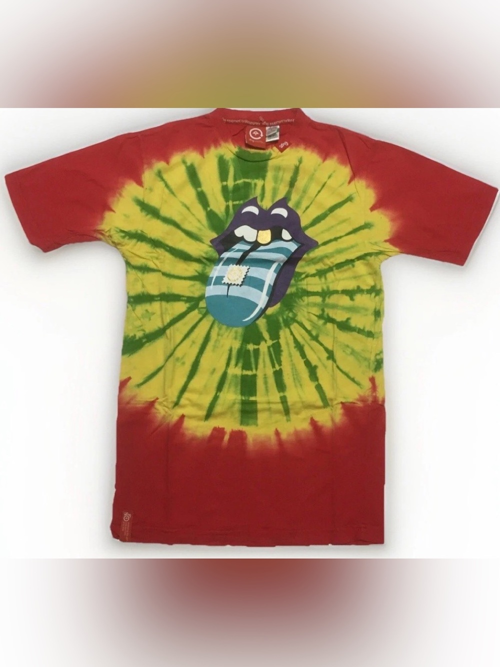 LRG Tie Dye T-Shirt Your Brand on Drugs Red Small Rolling Stones Red Skateboard
